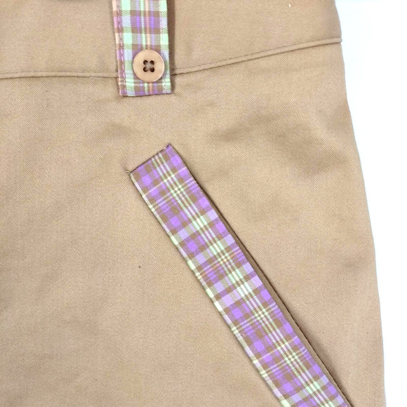 KHAKI PASTEL PLAID GOLF SKORT SIDE PLEAT - Picture 8 of 15